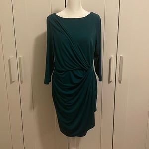 Premise Petite green wrap drape dress